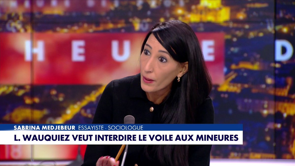Sabrina Medjebeur réagit à la future proposition de loi de Laurent Wauquiez visant à interdire le port du voile pour les mineures dans l'espace public : «Une société chariatique s'installe en France. Cela ne veut pas rien dire que de voiler une petite fille», dans #HDPros2