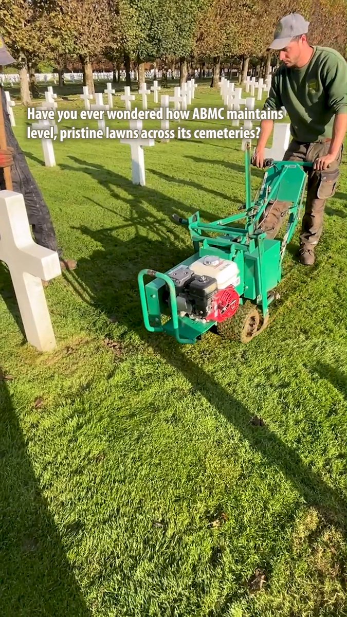 Have you ever wondered how ABMC maintains level, pristine lawns across its cemeteries? At St. Mihiel American Cemetery, our staff regularly relevel graves affected by gradual settling of the ground over time. Each grave is carefully restored by hand: the turf is lifted, more soil is added, and the grass is rolled back into place and evened. The traces of this work fade within about two weeks as the grass grows back, eventually leaving the landscape as even and beautiful as ever in honor of the American service members buried here.