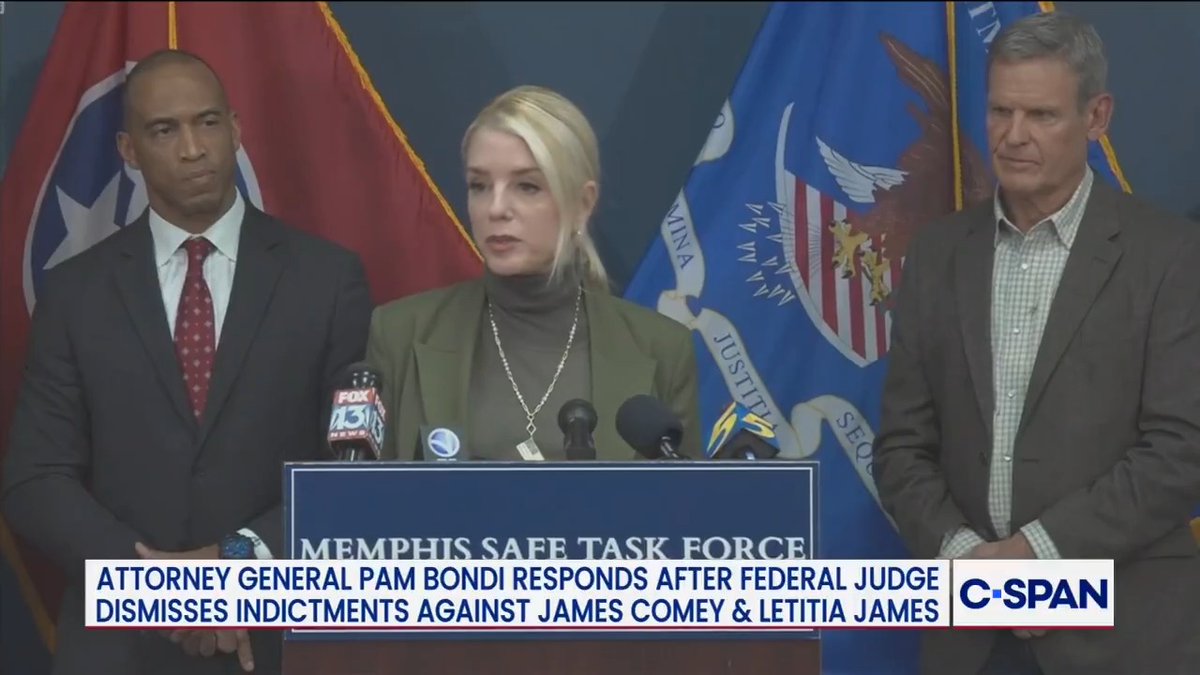 .Attorney General Pamela Bondi: “We’ll be taking all available legal action, including an immediate appeal, to hold Letitia James and James Comey accountable for their unlawful conduct.”