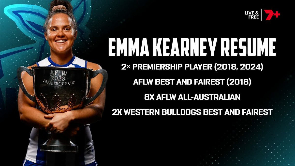 "I think she's the best player the AFLW has seen ... I think you would struggle to find a player that's achieved more across the entire 10 seasons of AFLW than Emma Kearney." 🗣️ Riley Beveridge on Emma Kearney
