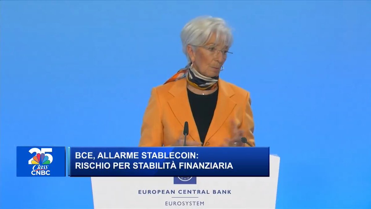 La Bce mette in guardia dalle #stablecoin: sarebbero un rischio per la stabilità finanziaria. In caso di corsa agli sportelli virtuali, #Circle e #Tether dovrebbero vendere i loro asset di riserve, cioè i titoli di Stato Usa, secondo Francoforte. I dettagli con Elisa Piazza