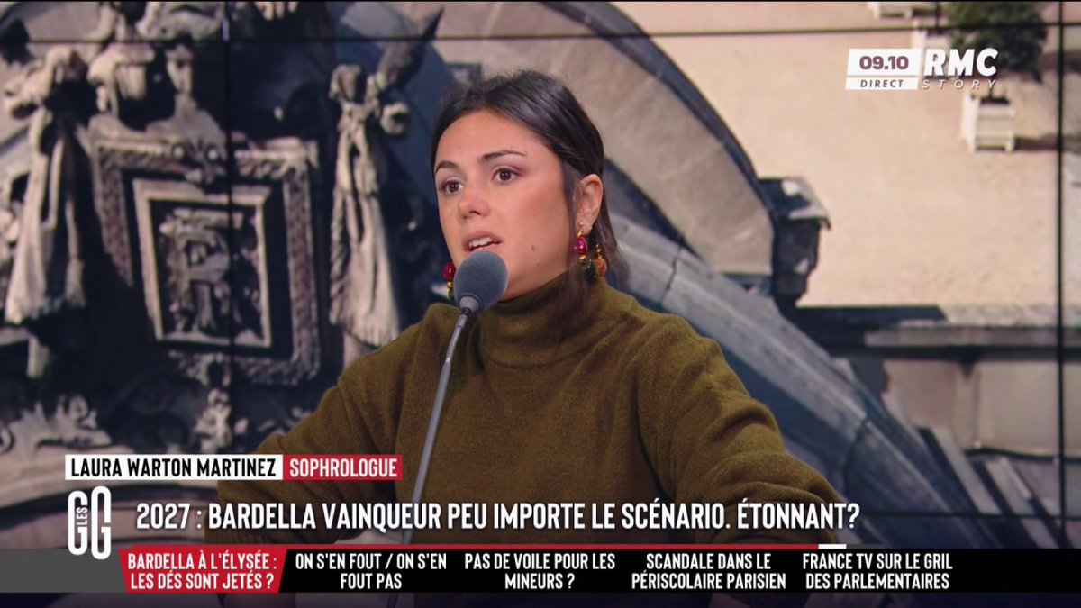🥇 2027 : un sondage donne Bardella vainqueur quelque soit le cas de figure. 🗣️ Laura Warton-Martinez : "Je préfère Jordan Bardella à Marine Le Pen. Je le trouve beaucoup plus libéral pour les entreprises." #GGRMC