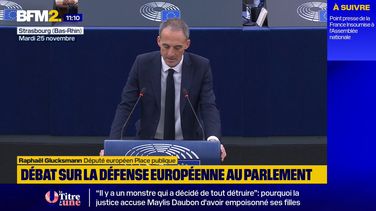 💬"Si l'Europe veut rester libre, elle doit reprendre le contrôle de sa sécurité.[...] Nous devons montrer à tous, et particulièrement à Poutine, que l'Europe ne rime plus avec l'impuissance, ou la démocratie avec la faiblesse", affirme Raphaël Glucksmann #BFM2