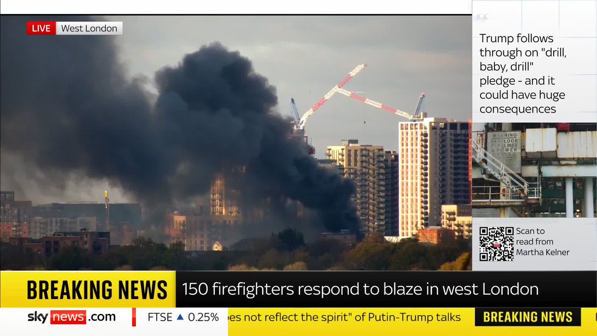 BREAKING: London Fire Brigade says 25 fire engines and 150 firefighters are responding to a blaze at a warehouse in Southall, West London. ๐บ Sky 501, Virgin 602, Freeview 233 and YouTube