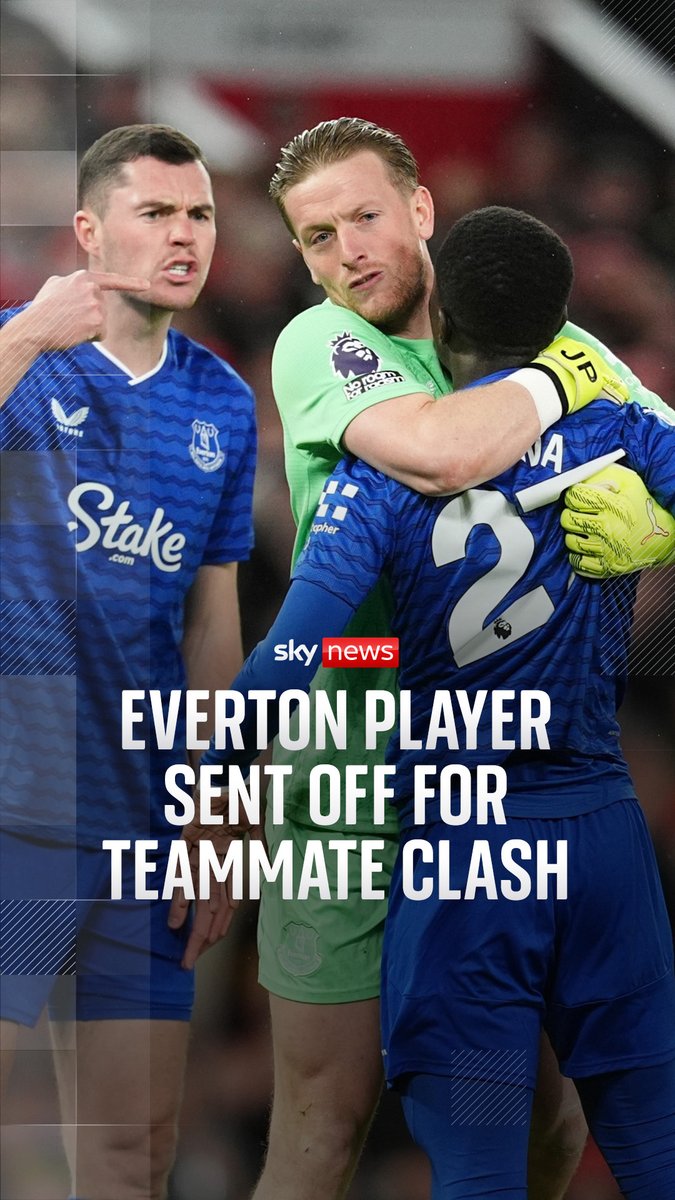 Idrissa Gueye was shown a red card after appearing to strike Michael Keane during Everton's 1-0 win over Manchester United - the third time in Premier League history a player has been sent off for striking a teammate. 🔗