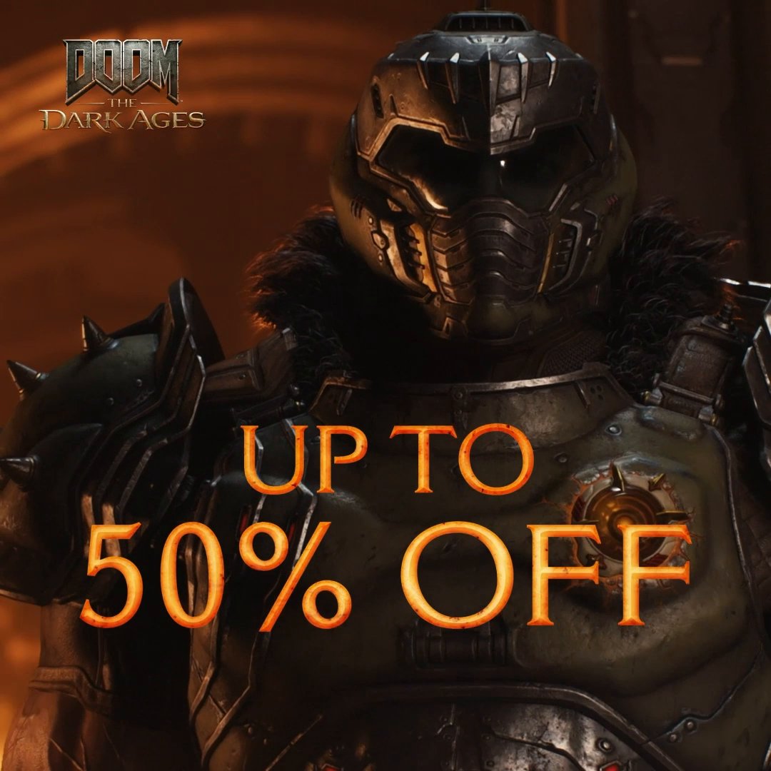 The Shield Saw can cut through demons, doors, and discounts! DOOM: The Dark Ages is up to 50% off on all platforms.