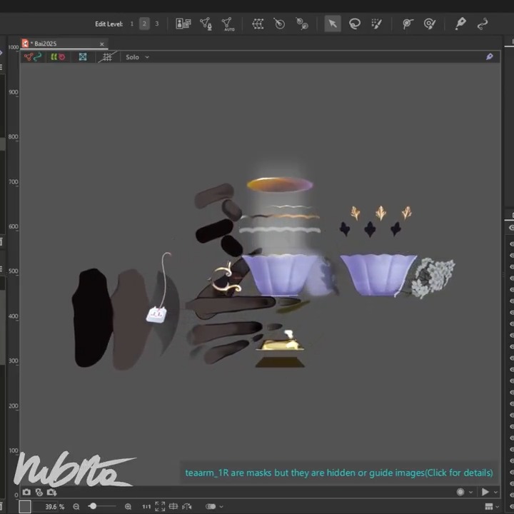 Teacup layer separation for #Live2D rigging 🫖🤍 Vtuber: @ Bai_VT Art and rig by me!
