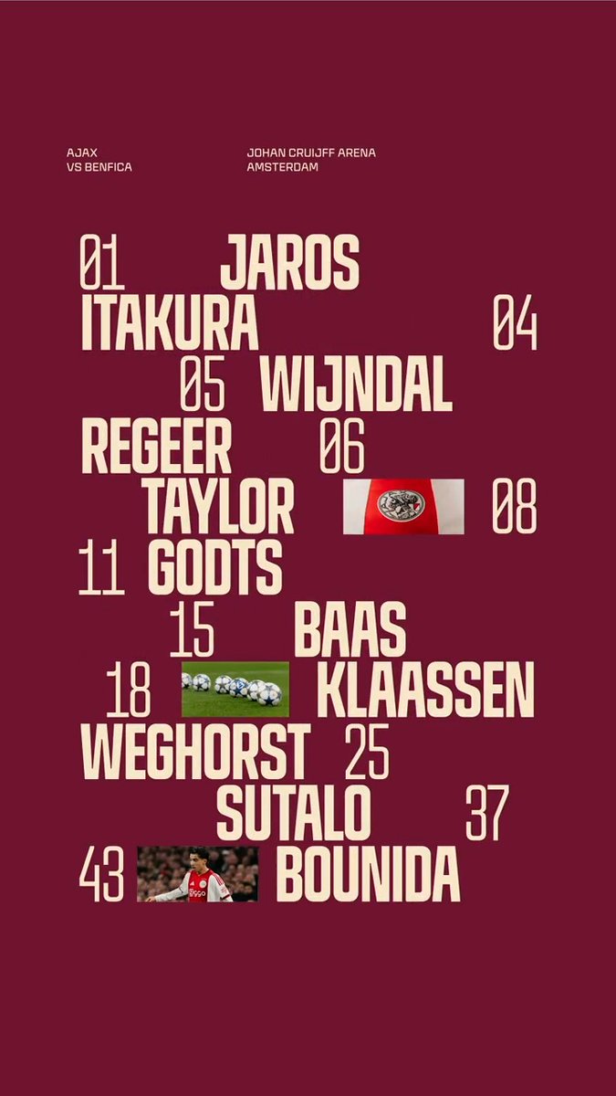 The Ajax XI vs. Benfica. #UCL #ajaben