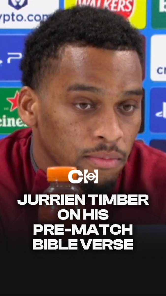 🗣️ Jurrien Timber on his faith and the pre-match bible verse: “For me, it's a way of life, my faith, and I'm I try to live by it and we pray before games, yeah, with the team .” 🙏