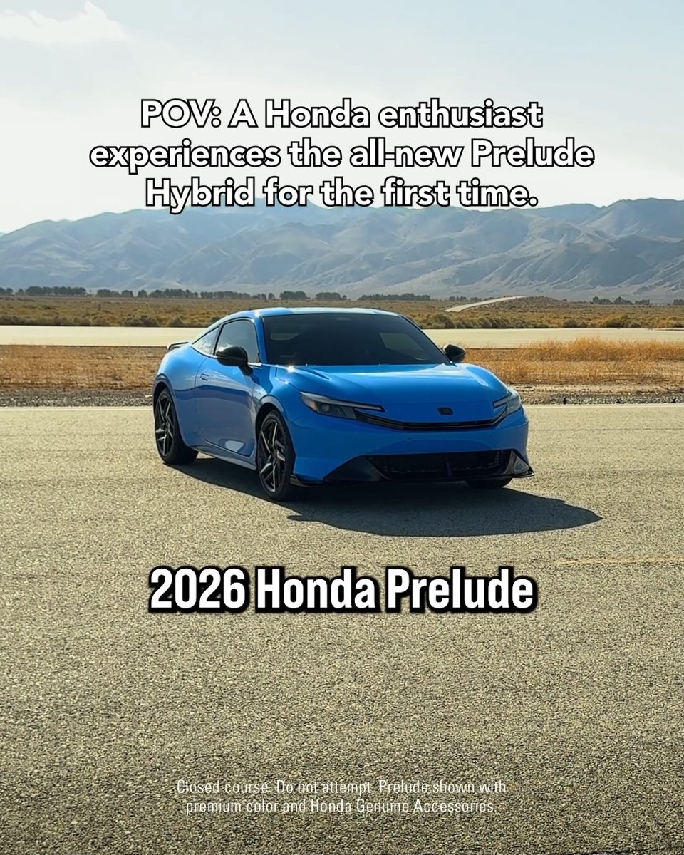 Iconic style meets pure fun. The all-new 2026 Honda Prelude Hybrid is now available! Learn more: