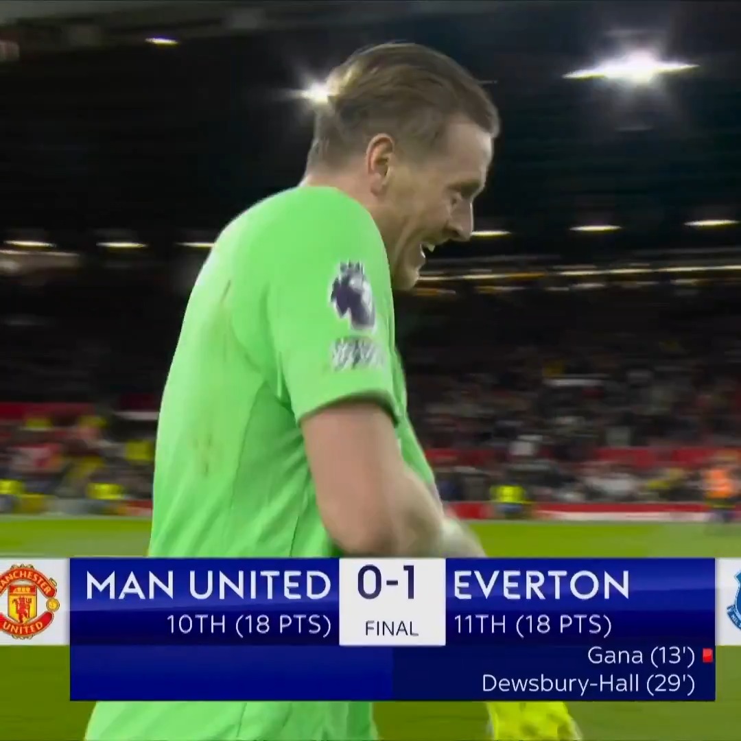 Everton keeper Jordan Pickford made six saves in a Man of the Match performance against Man United. 🧤