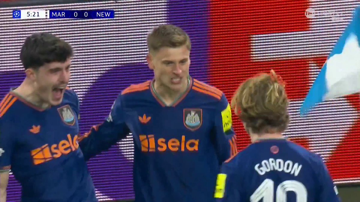 It's Harvey Barnes again 😮‍💨 A dream start in Marseille as Barnes smashes home to give Newcastle an early lead. TNT Sports &amp; discovery+ UK