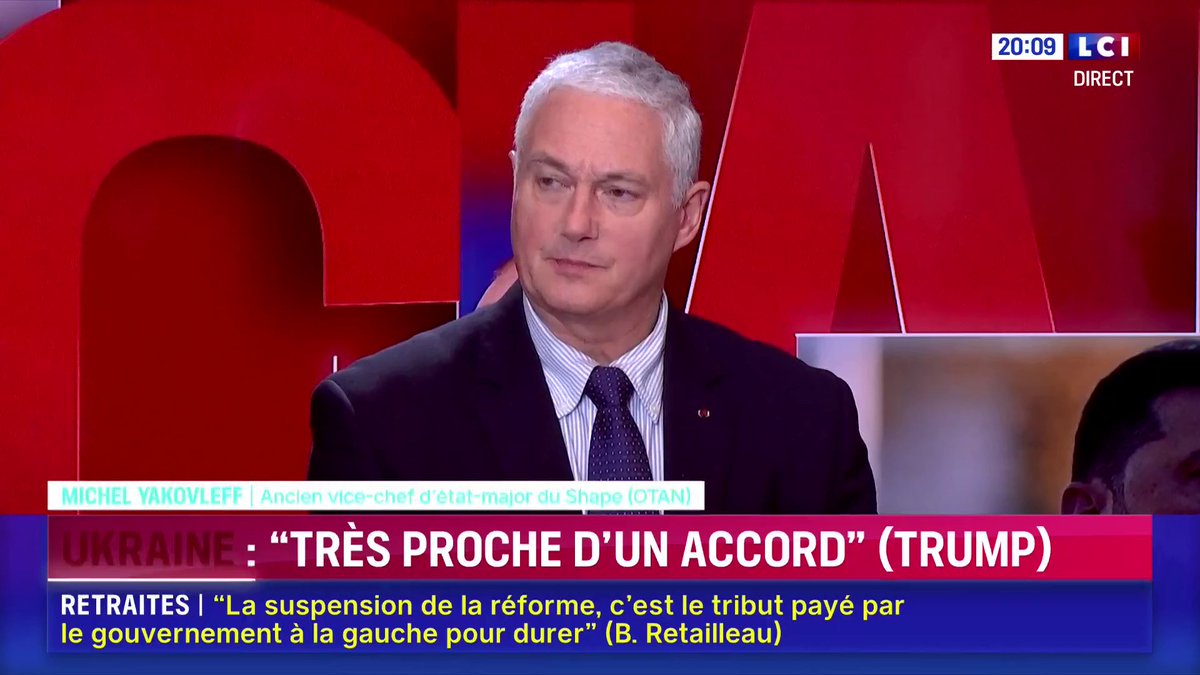 [ 🇺🇦 UKRAINE | 🇷🇺 RUSSIE ] 🔸️ À propos d’une possible fin de la guerre en Ukraine, Michel Yakovleff, ancien vice-chef d’état-major du SHAPE, confie : « J’aimerais être optimiste, mais ce soir, je n’y crois pas ».