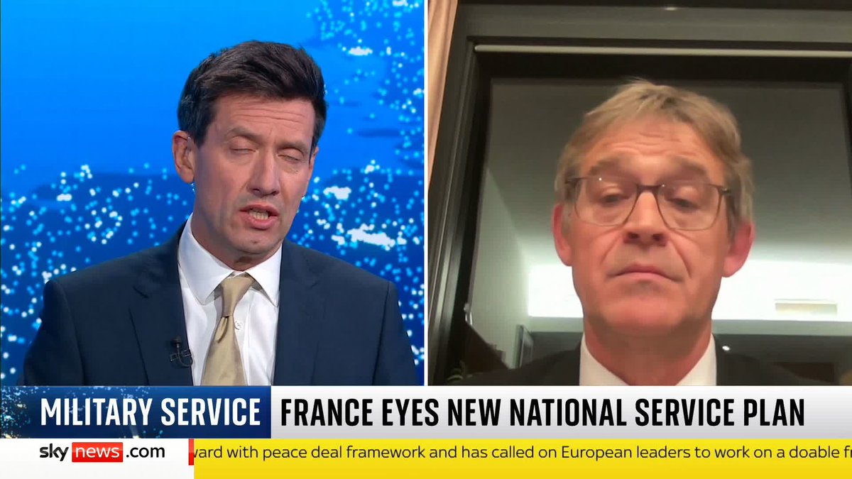 Emmanuel Macron is expected to announce voluntary military service for young people to tackle the threat posed by Russia. French MP Jean-Claude Raux tells Dominic Waghorn that the threat exists not only for France but all of Europe. 📺 Sky 501