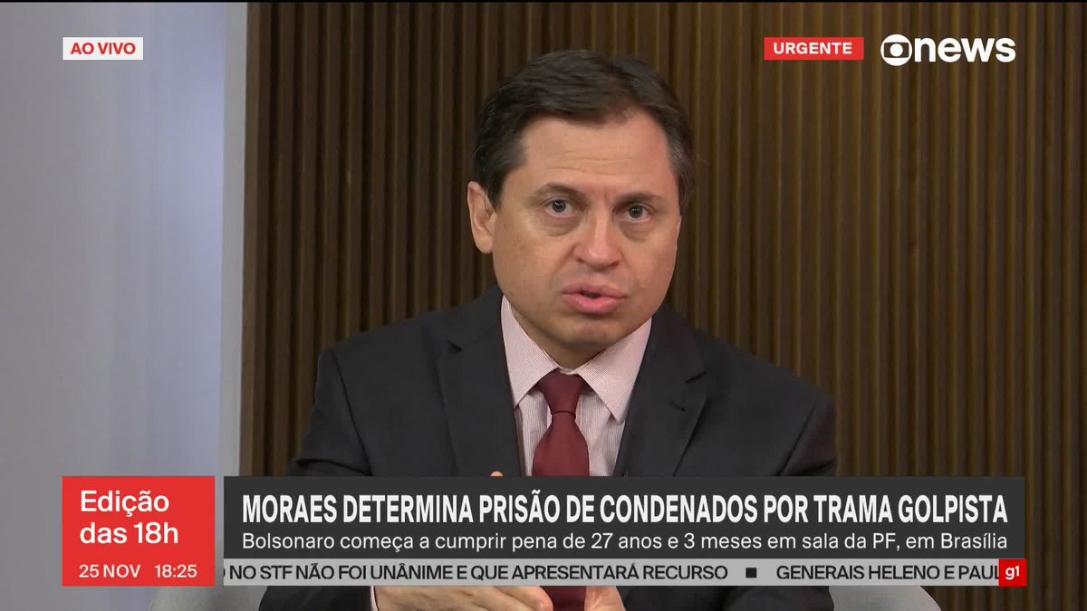 "Hoje é um dia muito difícil para o Brasil, mas necessário. Difícil porque tem um ex-presidente preso por tentativa de golpe de Estado. E necessário porque mostra a força das instituições brasileiras", diz Gerson Camarotti. ➡️ Assista à #GloboNews: #Edição18