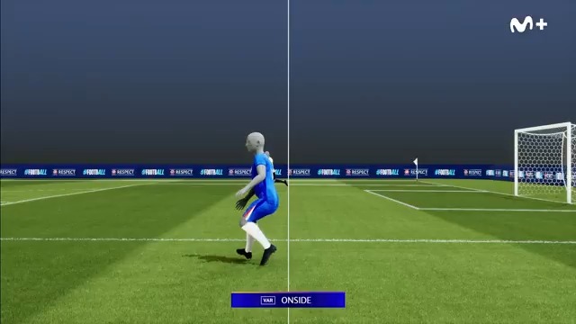 PERO QUE BROMA ES ESTA!? Si en las imágenes reales, se ve CLARÍSIMO que Cucurella está en fuera de juego. LO VE HASTA UN CIEGO! Qué narices han hecho con la tecnología, si el muñeco no está situado igual que el jugador. MENUDO ROBO!