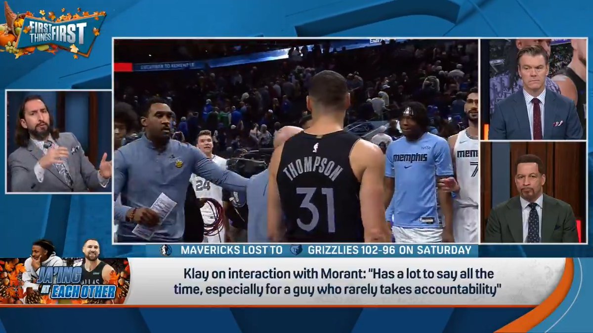 Klay Thompson criticized Morant after a post-game confrontation. nick wright reacts to the whole situation: “I think Ja’s a clown. That’s my reaction. It is hard to find a player of that caliber that squanders it all... Just rank immaturity.”
