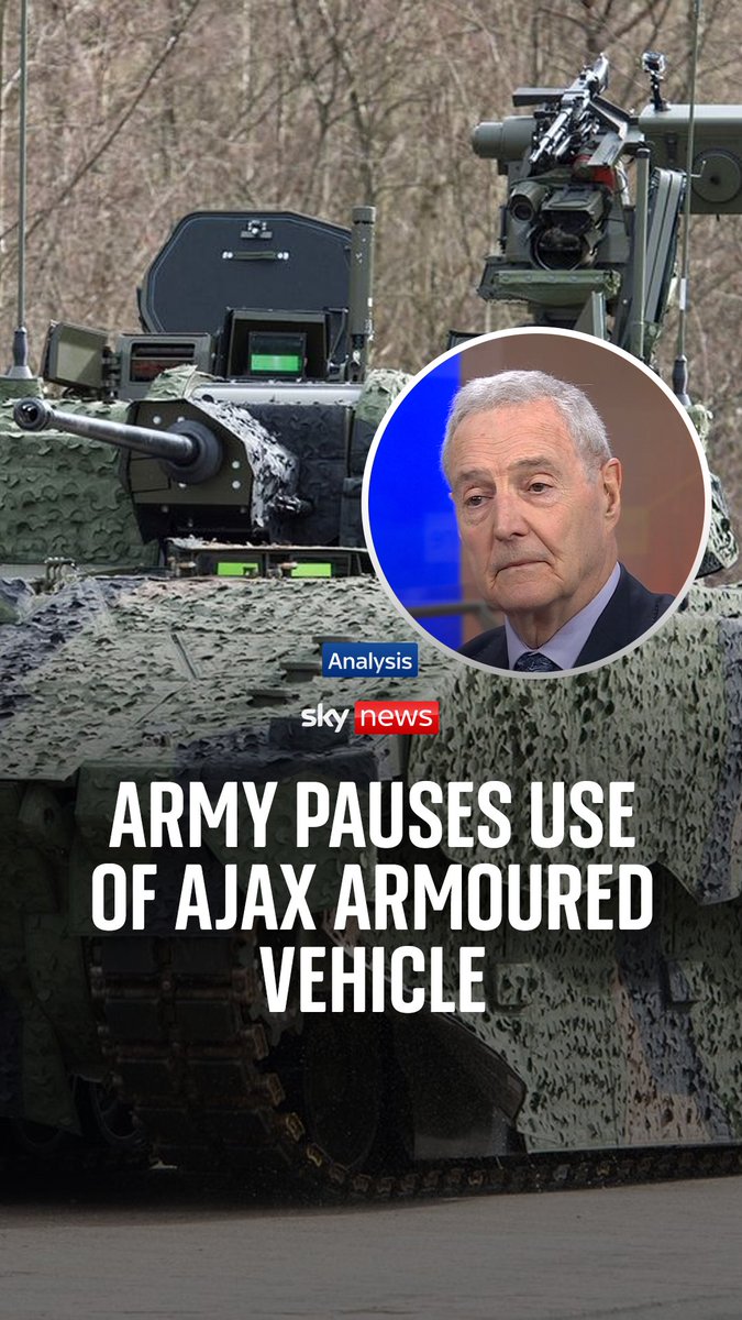 The British Army has paused the rollout of its £6.3bn Ajax armoured vehicle after reports that some soldiers became ill during exercises. Sky News' military analyst, Michael Clarke has the latest details. 🔗Full story