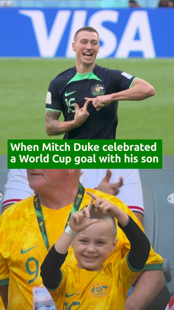 📆 On This Day in 2022… 🇦🇺 Mitch Duke headed the Socceroos to victory over Tunisia in Qatar 🚀 There was also THAT wholesome celebration with his son 🥹 And THAT late tackle from Harry Souttar 🧱 🏆 #FIFAWorldCup 26™ | Every Match | SBS &amp; SBS On Demand