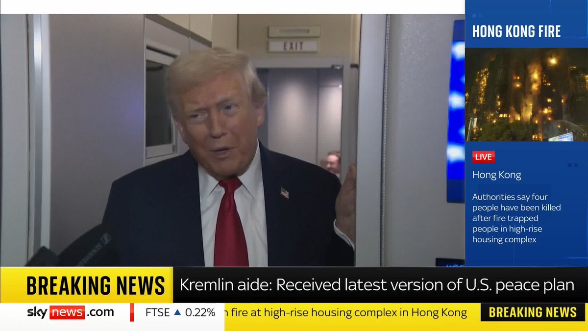BREAKING: A Kremlin aide has said that Russia has received the latest version of the US-brokered peace plan for the war in Ukraine Follow our live blog for more ➡️ 📺 Sky 501, Virgin 602, Freeview 233 and YouTube