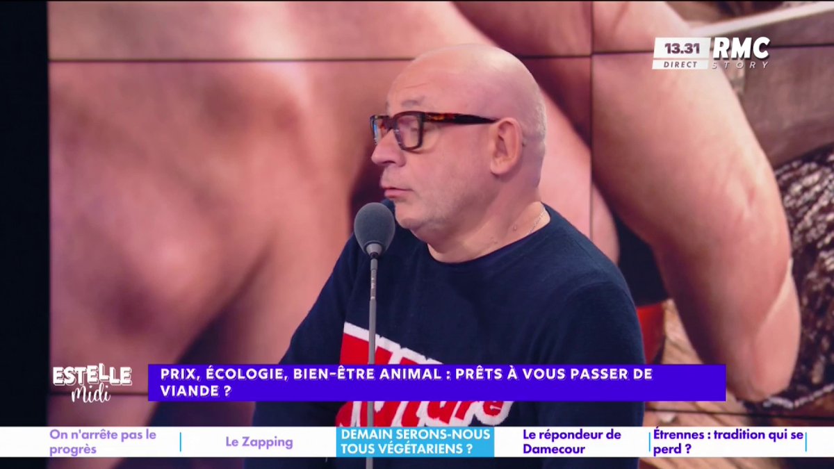 🥩 Prêts à vous passer de viande ? 🎙️ frédéric hermel🇫🇷 : "La viande est nécessaire à ma vie ! Physiquement, je ne tiendrais pas mon rythme de travail si je ne mangeais pas de viande rouge... Une semaine où je n'ai pas eu 500g de viande rouge, je me sens faible !" #EstelleMidi