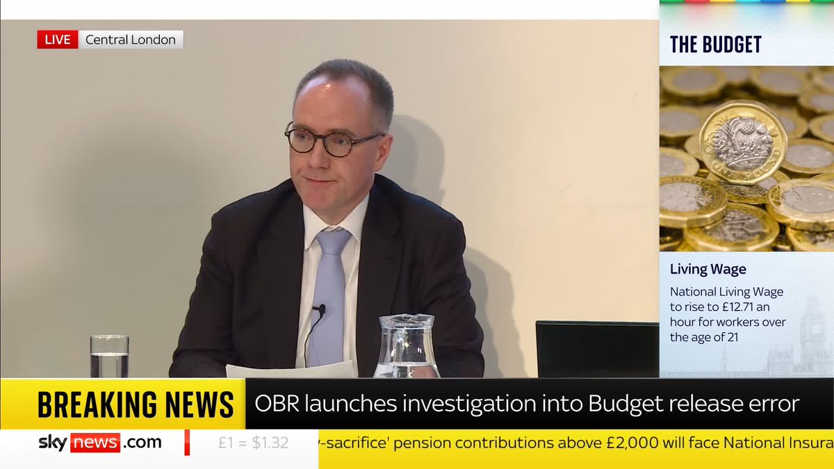 "Have you offered to resigned and if not, why not?" Sky's Jon Craig presses Office for Budget Responsibility boss Richard Hughes for answers after the budget was erroneously uploaded before the chancellor's announcement. 📺 Sky 501 and YouTube