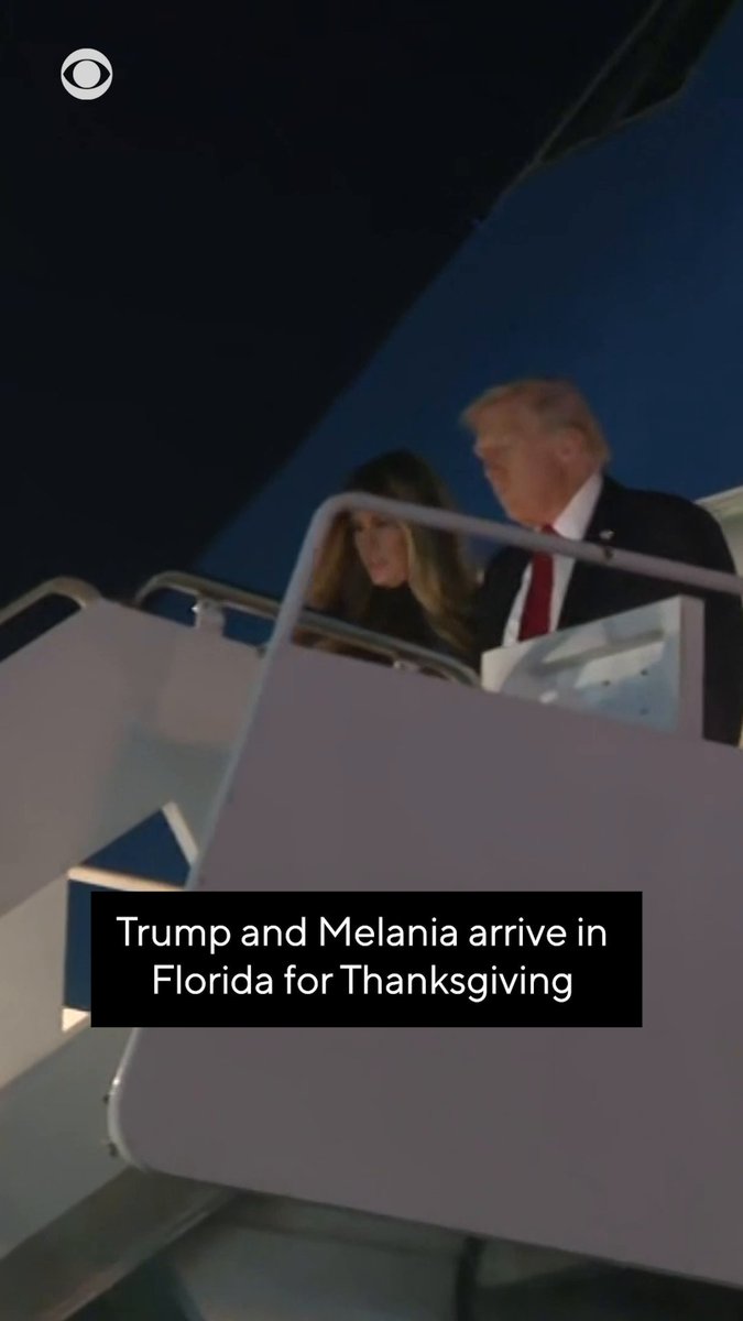 President Trump and first lady Melania Trump arrived at Palm Beach International Airport in Florida late Tuesday to spend Thanksgiving Day at their Mar-a-Lago home.