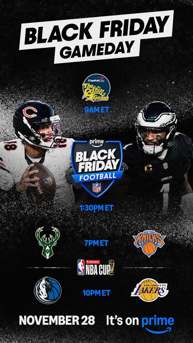 Three sports. One epic day. Black Friday Gameday is on Prime ⛳🏈🏀