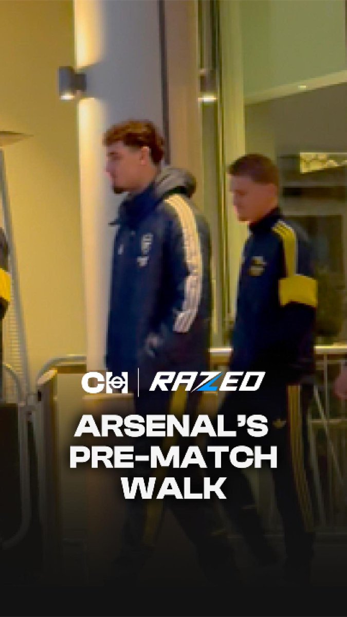 🎥 Captain Martin Ødegaard joins the rest of the squad on their traditional pre-match team walk ahead of their Champions League tie with FC Bayern. 🔜