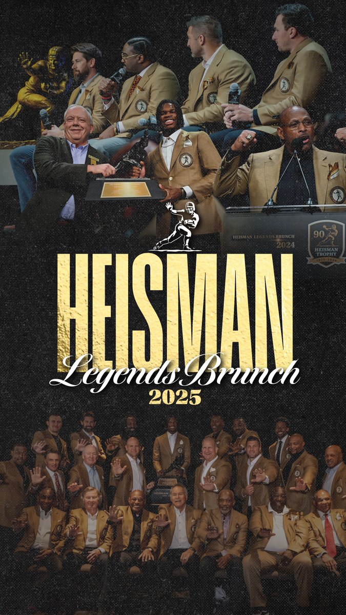 Get your tickets now for the 2025 Heisman Legends Brunch!🏆 Join us on Sunday, December 14th, for a historic celebration featuring Heisman winners from the 1960s to today as we welcome our newest member into the Heisman Fraternity. Spaces are limited—secure your spot now for this special event. Get your tickets and learn more: #Heisman | #MoreThanATrophy