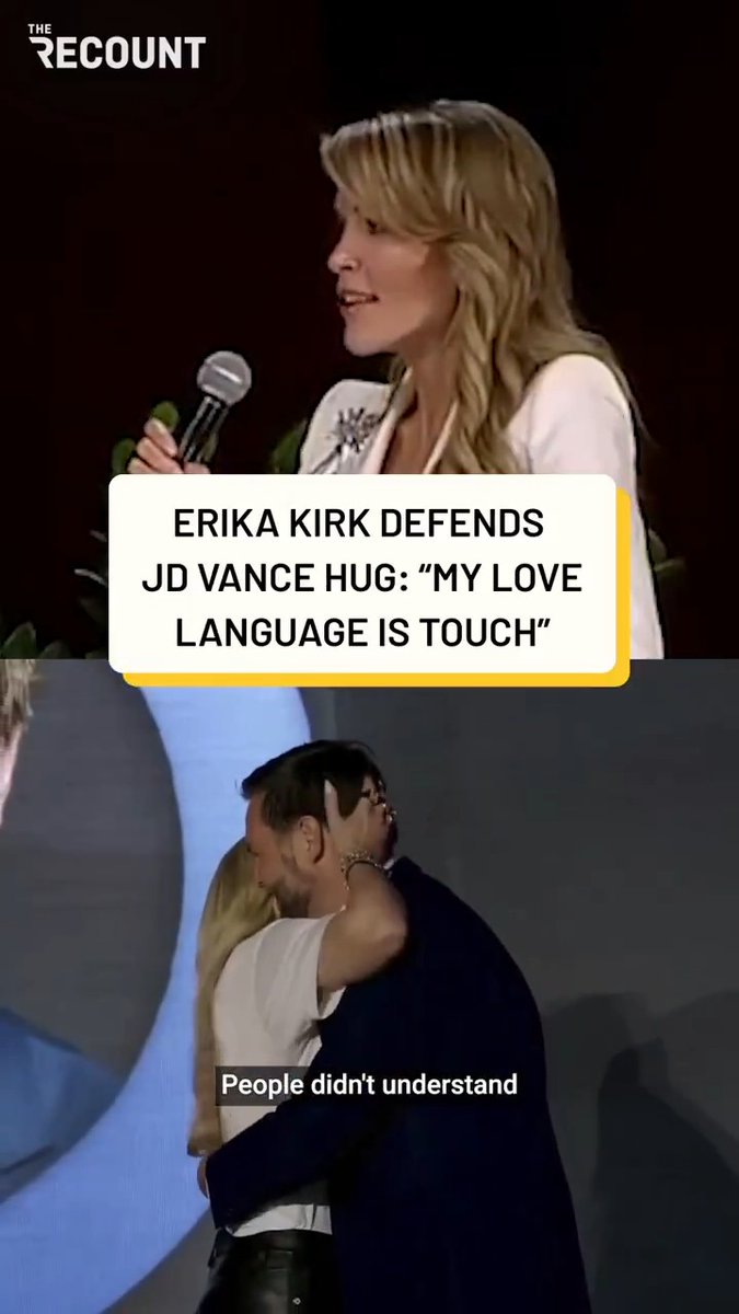 “They were acting like you touched the back of his ass.” — Megyn Kelly Charlie Kirk's widow Erika weighs in on the hug between her and JD Vance that caused a firestorm of criticism online.