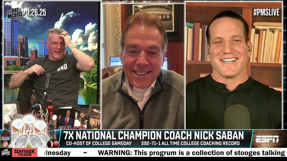 "A straw hat you can take off and throw as hard as you wanna throw and there's no damage done. I mean that's important in the selection of a hat." Coach Saban had his headwear priorities straight at Alabama 😂🔥 (via Pat McAfee)
