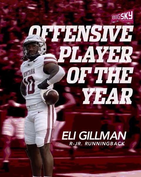 𝑬𝒂𝒓𝒏𝒆𝒅 😤 Eli Gillman is named Big Sky Offensive Player of the Year! He's now the first running back in Grizzly history to receive the league's top honor 👏 #GoGriz