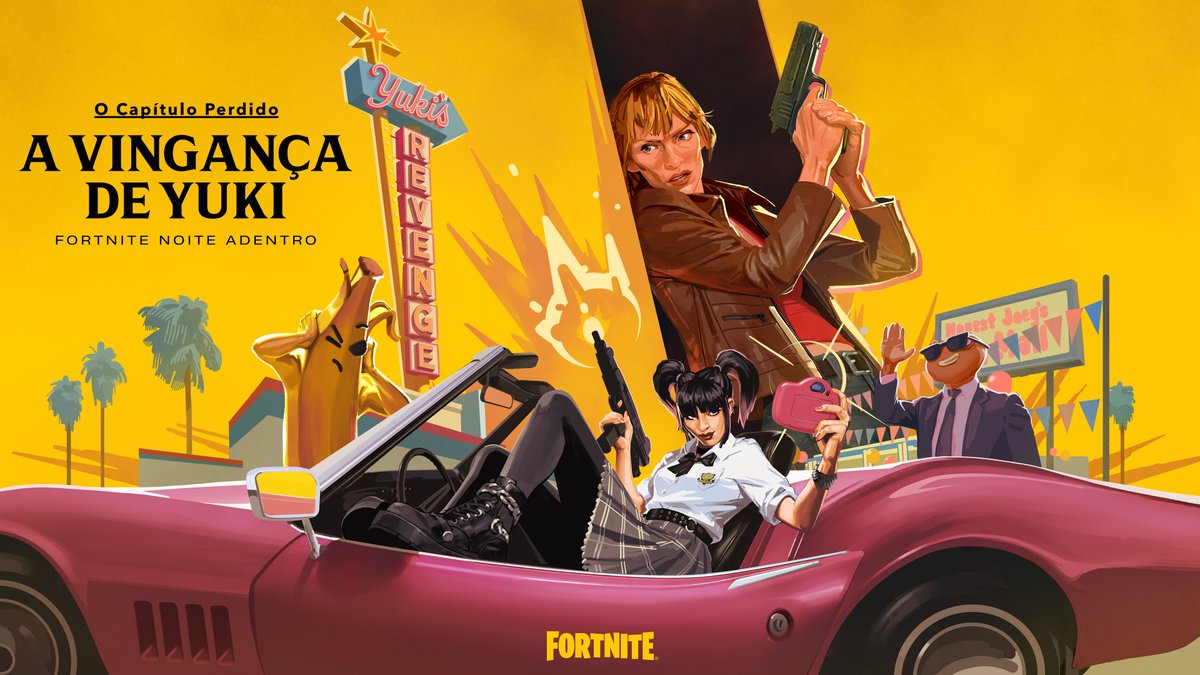 🔥 TRAILER DE ANÚNCIO — O Capítulo Perdido: A Vingança de Yuki! Quentin Tarantino sonhava com um capítulo de Kill Bill que nunca chegou ao cinema, conhecido como "A Vingança de Yuki". Mais de 20 anos depois, Tarantino e Epic se uniram para dar vida a essa história no Fortnite. O Capítulo Perdido: A Vingança de Yuki de Tarantino, estrelando Uma Thurman, estreia no Fortnite em 30 de novembro, às 16h BRT! As portas se abrem 30 minutos antes do início do espetáculo.