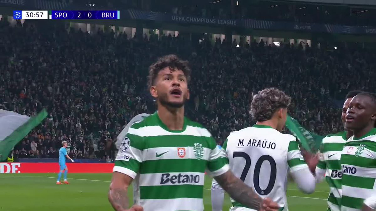 🇨🇴 GOOOL de Luis Javier Suárez. El colombiano marcó el 2-0 de #SportingCP ante #Brujas, al 31’ 👀 Segunda anotación del delantero en lo que va de la Champions