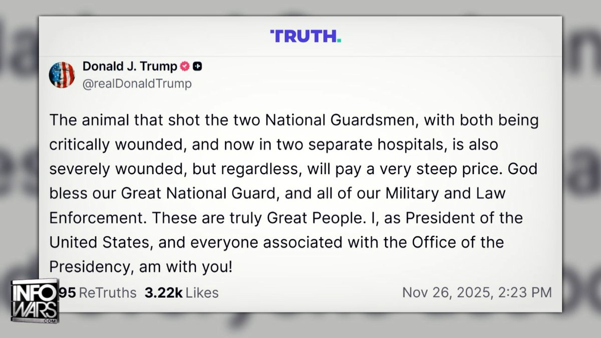 BREAKING: President Trump Issues Statement On The Two National Guardsmen Critically Shot In Washington DC