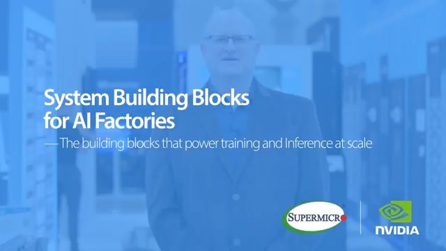 Build AI Factories with Supermicro and NVIDIA! Flexible, proven end-to-end solutions to accelerate at-scale AI factory deployments.