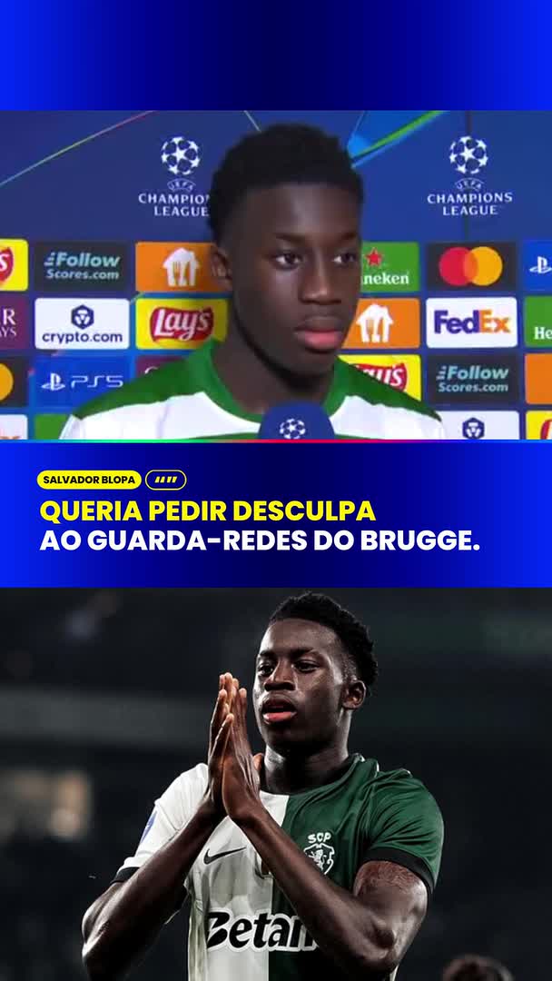 Blopa começou a intervenção a pedir desculpa ao guarda-redes do Club Brugge 👏