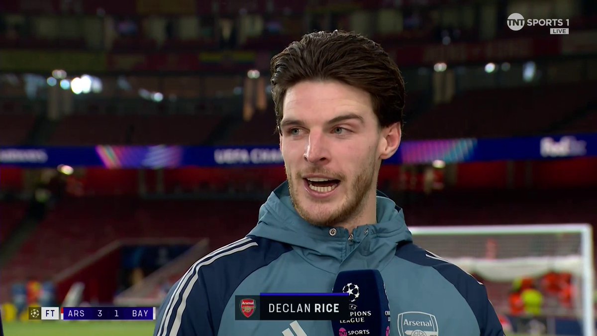 "Probably the toughest game we've played tactically all season" Declan Rice reacts to Arsenal's incredible display against Bayern Munich 🙌 TNT Sports &amp; discovery+ UK