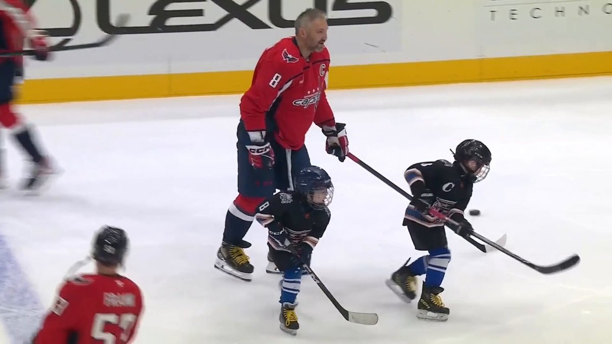 Three Ovechkins?! 🦅 Sergei and Ilya Ovechkin are taking the ice for warmups tonight!
