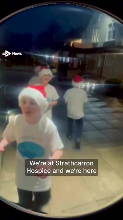 Five schoolboys from Denny, who went viral for their doorbell Christmas carolling, have surprised staff and patients at a hospice to continue spreading festive cheer.