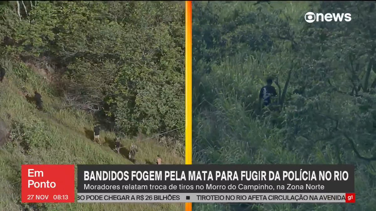 Blog: Bandidos armados fogem pela mata durante operação no Morro do Fubá, no Campinho, na Zona Norte do Rio. Mandam flores pra eles! Segunda à esquerda são as vítimas da sociedade.