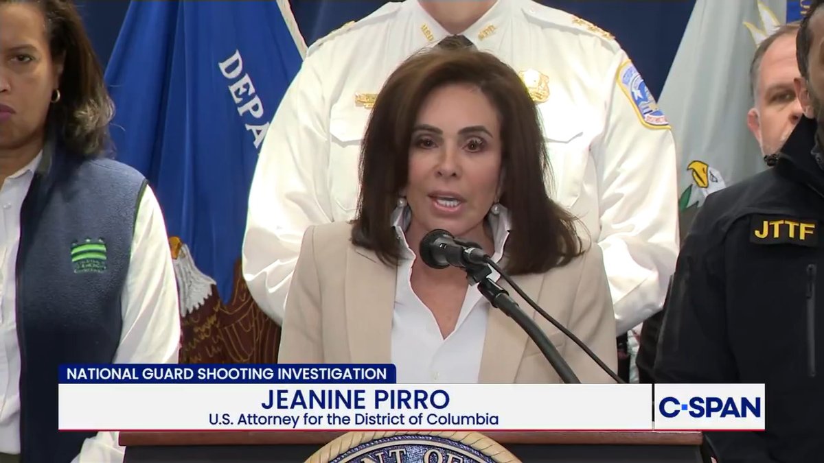 U.S. Attorney Jeanine Pirro (US Attorney Pirro): "Two uniform guardsmen were ambushed in a brazen and targeted attack. A lone gunman opened fire without provocation, ambush style..." FBI Director Kash Patel (FBI Director Kash Patel): "It is an ongoing investigation of terrorism."