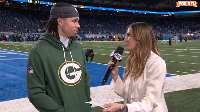 GB @Packers WR Christian Watson caught up with Erin Andrews before today's game to talk about his recovery journey!