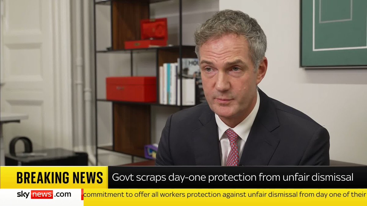 Business Secretary Peter Kyle says the U-turn on Labour's manifesto commitment to offer all workers protection against unfair dismissal from day one of their new job isn't manifesto breach 📺 Sky 501, Virgin 602, Freeview 233 and YouTube