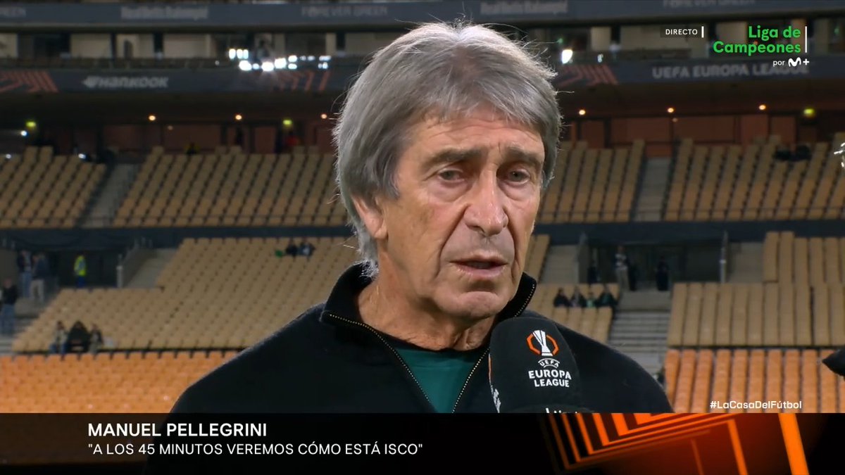 💚"Vamos a ver si ISCO ALARCON puede aguantar 45 minutos. No le vamos a exigir de más", Manuel Pellegrini. #LaCasaDelFútbol #UEL