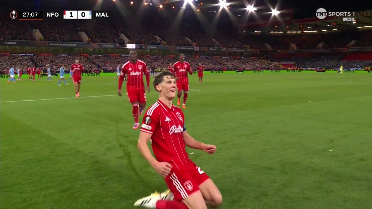 What a moment for Ryan Yates! ๐คฉ The Forest captain scores his first-ever European goal ๐ ๐บ TNT Sports & discovery+ UK