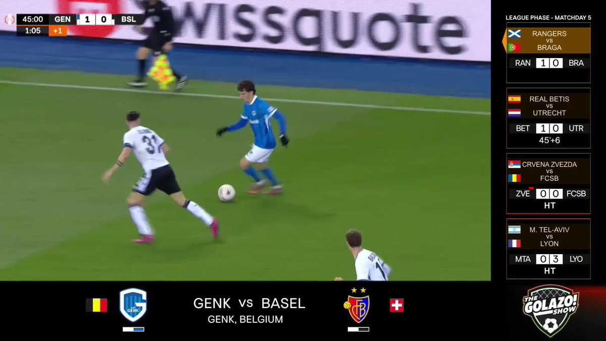 Konstantinos Karetsas curls in a wonder goal for Genk, barely a week after turning 18 😮💨🤯