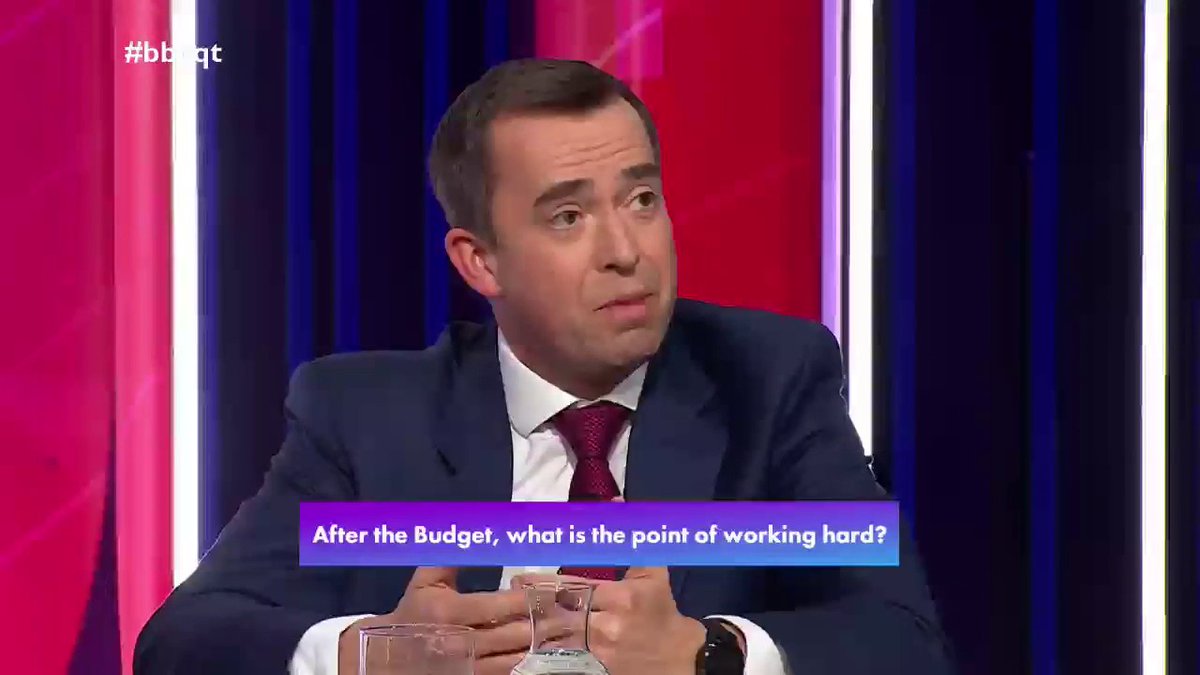“What people actually need is a belief that any sacrifices they are making now are going to be for a purpose” Liberal Democrat Calum Miller says the Budget was “hopeless” and should have helped business and the cost of living instead of “hammering” the UK with taxes #bbcqt