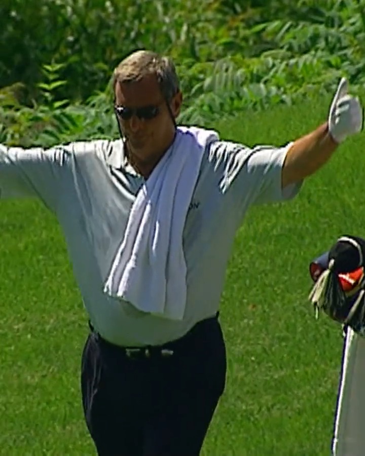 Throwback to Fuzzy Zoeller making one of the most unique hole in ones ever. Credit to the production team for keeping the camera on the ball for so long!